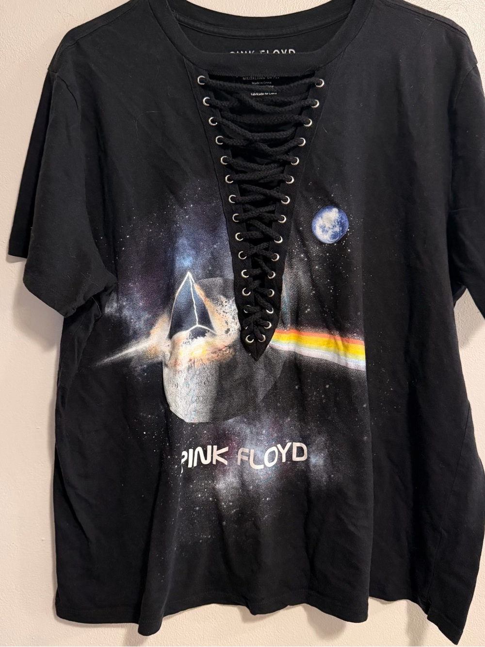 Pink Floyd Black Graphic Band Tee with White Logo